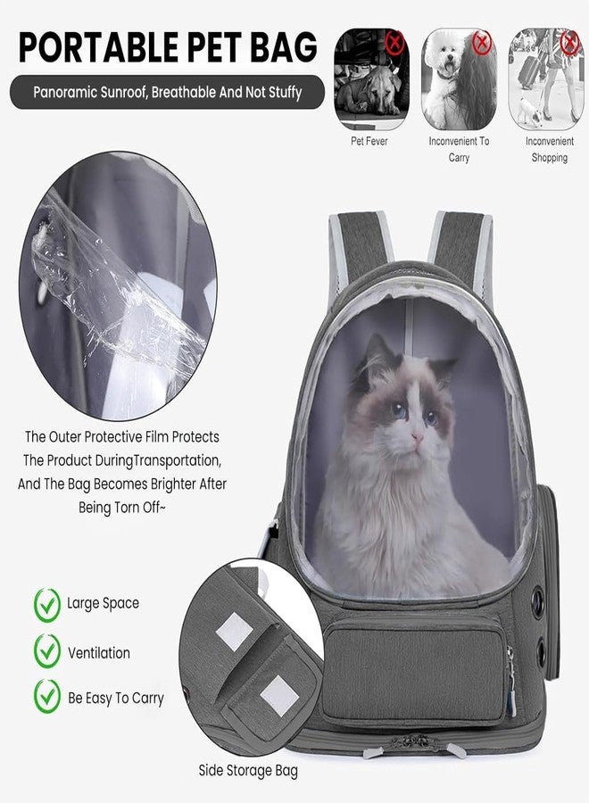 ZIBUYU® Cat Bag Carrier Backpack, Bubble Transparent Window Cat House for Adult&Puppy Pet with Space Capsule Ventilated Design Portable Multi-Pocket for Traveling/Hiking/Camping/Outdoors (Grey) - Image 5